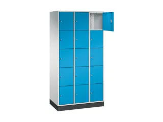 lockerkast,RAL 7035/RAL 5012,HxBxD 1950x920x500mm,3x5vakken,cil.-slot - 1
