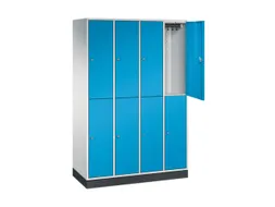 Dubbeldekse garderobekast,RAL 7035/RAL 5012,HxBxD 1950x1220x500mm