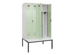 PBM-locker met bank,HxBxD 2120x1200x815mm,4vak,vak B 300mm