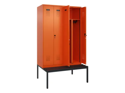 PBM-locker met bank,HxBxD 2120x1200x815mm,4vak,vak B 300mm