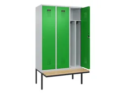locker met bank,voor scheiding van kleding,HxBxD 2120x1200x815mm,3vak