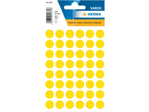HERMA 1861 Multipurpose etiketten Rond 13mm Geel 240 stuks