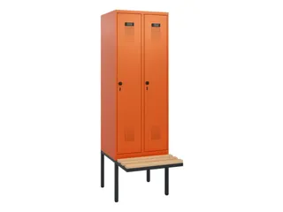 locker met bank,HxBxD 1950x600x815mm,2vak,vak B 300mm,draaigrendel - 2