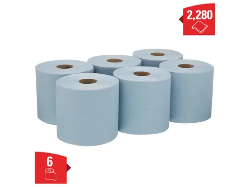 Poetsrol WypAll L20 2-laags 18,3cmx144m 380vel blauw 7302