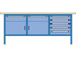 werkbank,HxBxD 845x2000x700mm,multiplexblad,RAL7035,front RAL7035
