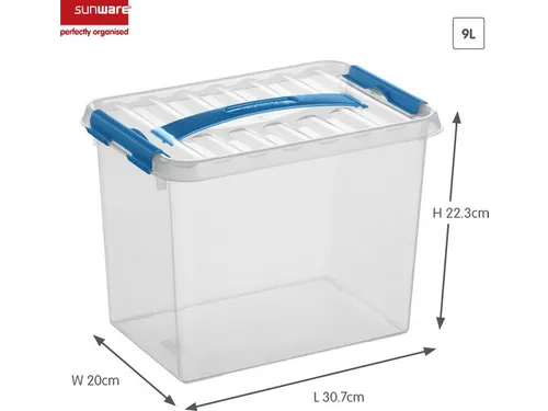 Q-line opbergbox 9L transparant blauw - 30x20x22,3cm