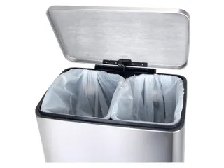 Afvalbak pedaalemmer RVS mat rechthoekig 9 Liter + 10 Liter - 4