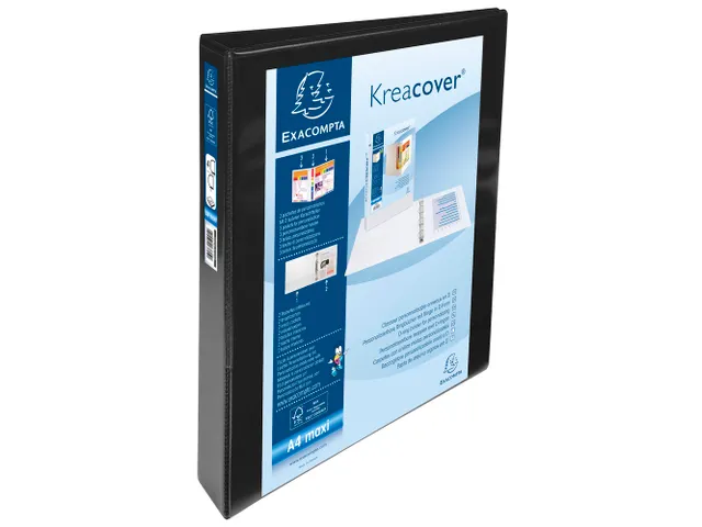 Ringmap Pp Personaliseerbaar Kreacover 4D-Ringen 25mm A4 Maxi Zwart