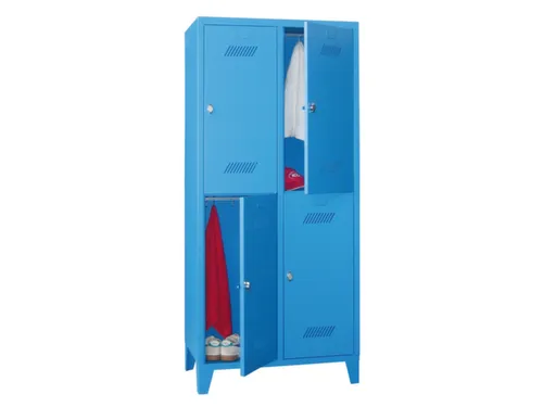 dubbeldekse locker,HxBxD 1850x800x500mm,2x2vak.,RAL7035,front RAL7035