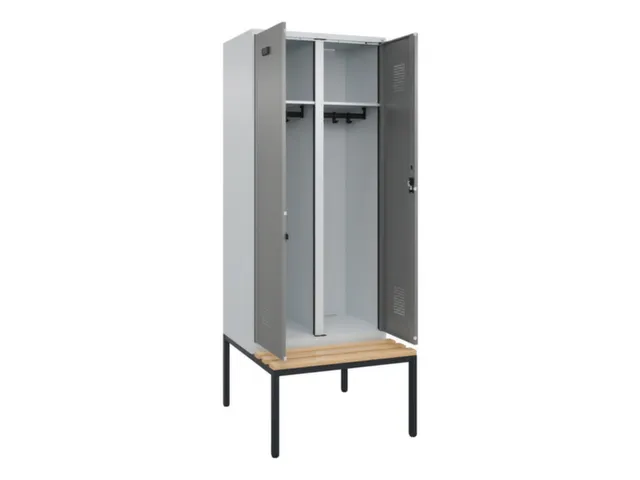 locker met bank,voor scheiding van kleding,HxBxD 2120x800x815mm,2vak