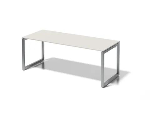 bureau,HxBxD 740x2000x800mm,blad grijswit,sledeframe zilverkleurig