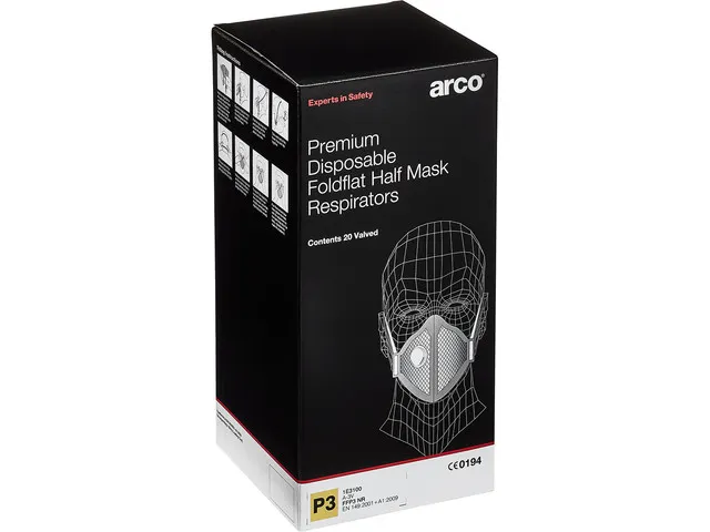 Stofmasker Arco Premium FFP3 NR met ventiel vouwbaar doos 20 stuks