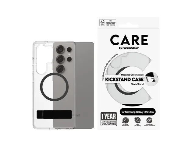 PanzerGlass CARE by Kickstand Case Transparent w. Qi Samsung Gal