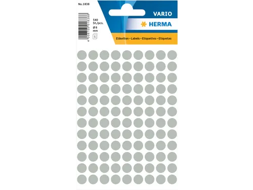 HERMA 1838 Multipurpose etiketten Rond 8mm Grijs 540 stuks