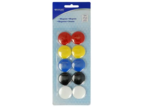 Magneet Westcott assorti pak à 10st. Ø 30x8mm, 900g