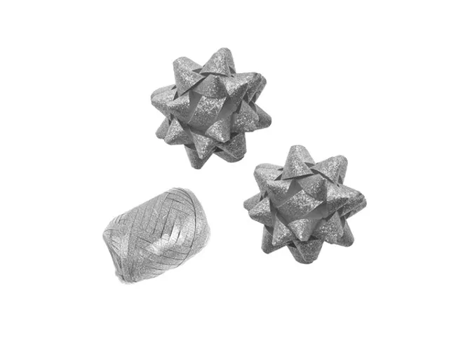 Polyband combi set glitter zilver cadeaulint 1 ei 2 rozetten