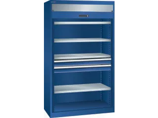 zwaarlast-roldeurkast,HxBxD 1950x1100x641mm,4xStalen bodem,lak RAL5010 - 3