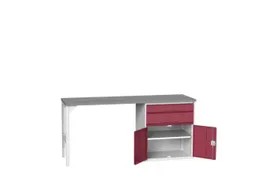 werkbank,HxBxD 930x2000x600mm,linoleumblad,2voeten/1container