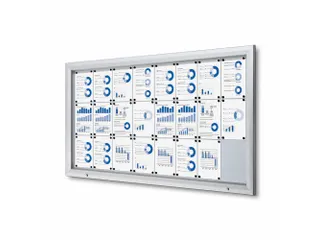 Vitrinekast mededelingenbord Outdoor 24xA4 met gasveer Zilver - 1