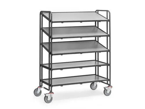 Eurobakkenwagens 1384 Ral7016 300kg 1240x610mm 5 Etages Hout