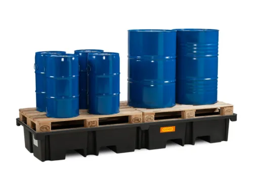 PE-opvangbak,v. 4x200l vat,opvangvol. 425l,HxBxD 360x2420x880mm