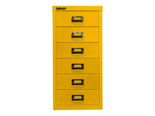 kantoor-ladekast HxBxD 590x279x380mm 6 laden romp + front geel staal
