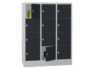 lockerkast,HxBxD 1518x1200x500mm,3x4vakken,RAL7035,front RAL7016 - 2