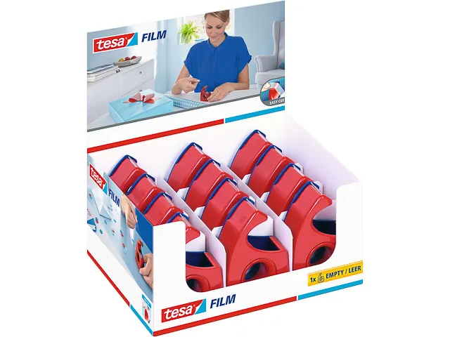 Tesa Tape Dispenser Easy Cut Voor 10m Rol Rood-blauw