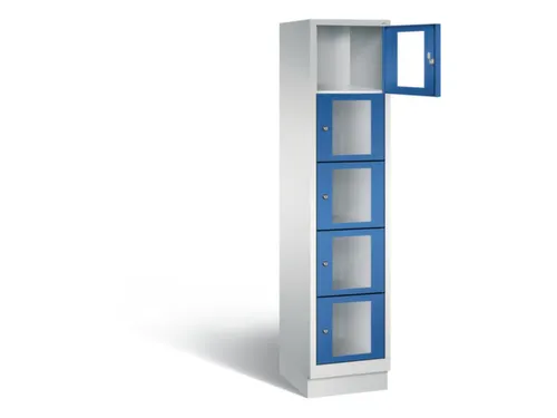 Lockerkast 1800x420x500mm 1x5 vakken Cilinderslot, Sokkel, RAL5010