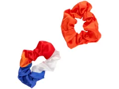 Oranje scrunchie 2 stuks oranje en rood-wit blauw