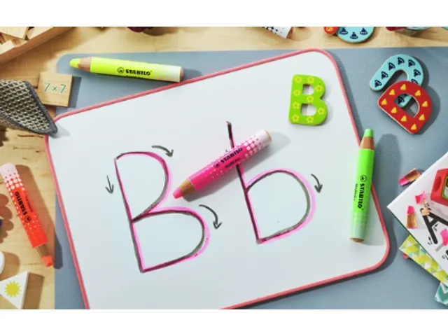 Whiteboardpotlood STABILO MARKdry 4 stuks neon kleuren