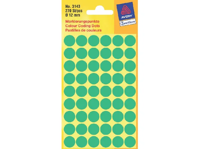 Etiquette Avery Zweckform 3143 Rond 12mm Vert 270 Pcs
