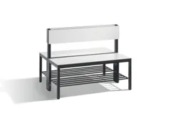 omkleedbank,HxLxD 796x1000x760mm,HPL wit,frame staal RAL7021,leuning
