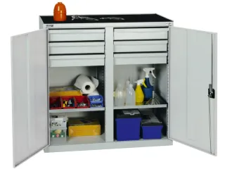 Draaideurkast Hxbxd 1000x1000x500mm 6laden 2legborden Lichtgrijs - 2