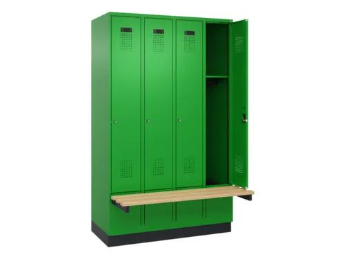 locker met bank,HxBxD 1950x1200x815mm,4vak,vak B 300mm,cilinderslot