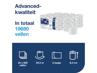 Tork 472630 OptiServe Hulsloos Toiletpapier T7 Advanced 2-laags 24 rol - 10