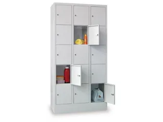 lockerkast,HxBxD 1850x900x500mm,3x5vakken,RAL7035,front RAL7016 - 1