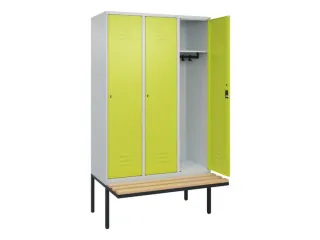 locker met bank,HxBxD 2120x1200x815mm,3vak,vak B 400mm,cil.-slot - 2