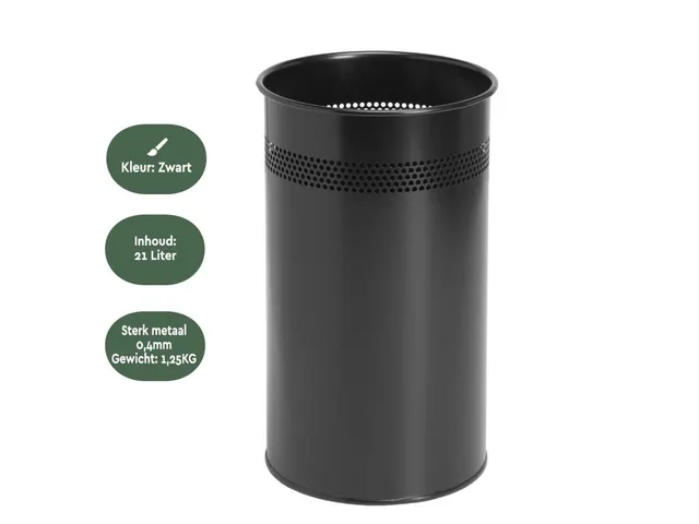 Papierbak Zwart Metaal 21 Liter