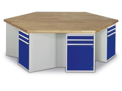 Werkbank 890x2700x2340mm Beukenhouten Plaat 6 Kastblokken 12laden