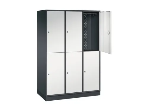 Dubbeldekse garderobekast,RAL 7021/RAL 7035,HxBxD 1950x1220x600mm