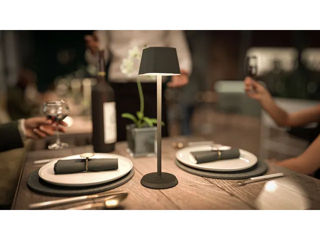 Lampe de table Securit Georgina LED rechargeable dimmable USB noir