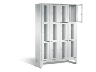 lockerkast 1850x1190x500mm 4x3 vakken Cilinderslot Poten, RAL7035 - 1