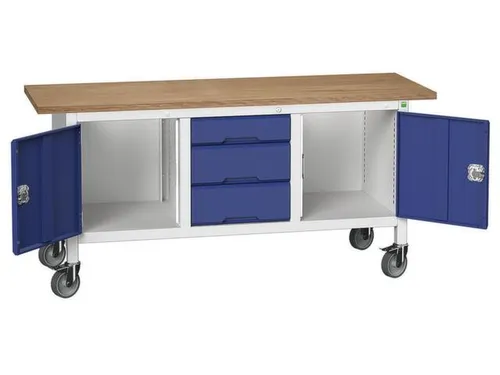 werkbank,HxBxD 830x1750x600mm,multiplexblad,uitrusting: 3laden,2kasten
