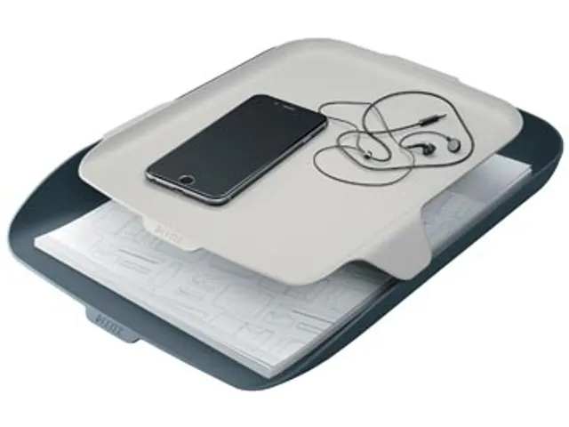 Corbeille à courrier Leitz Cosy avec organiseur bureau gris