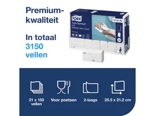 Tork 100289 Xpress Handdoek Premium H2 I-vouw Soft 2-laags 21x150st - 10