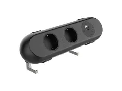 Desktop stekkerdoos Power Polar 2-voudig + USB A en C 25W Zwart