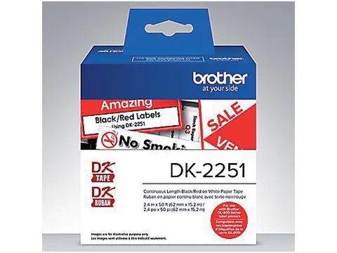 Etiket Brother DK-22251 62mm 15-meter zwart/rood