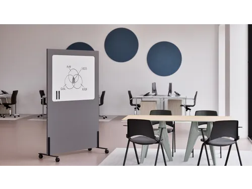 Silva verrijdbaar akoestisch whiteboard donkergrijs 200x120cm