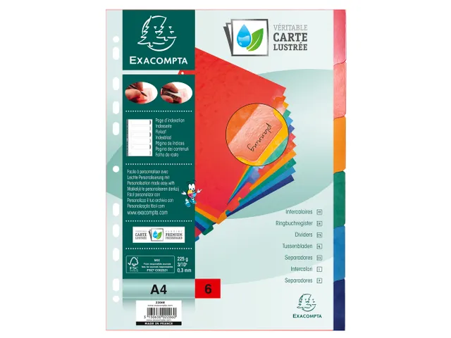 Tabblad Glanskarton 225 Gram A4 6Tabs